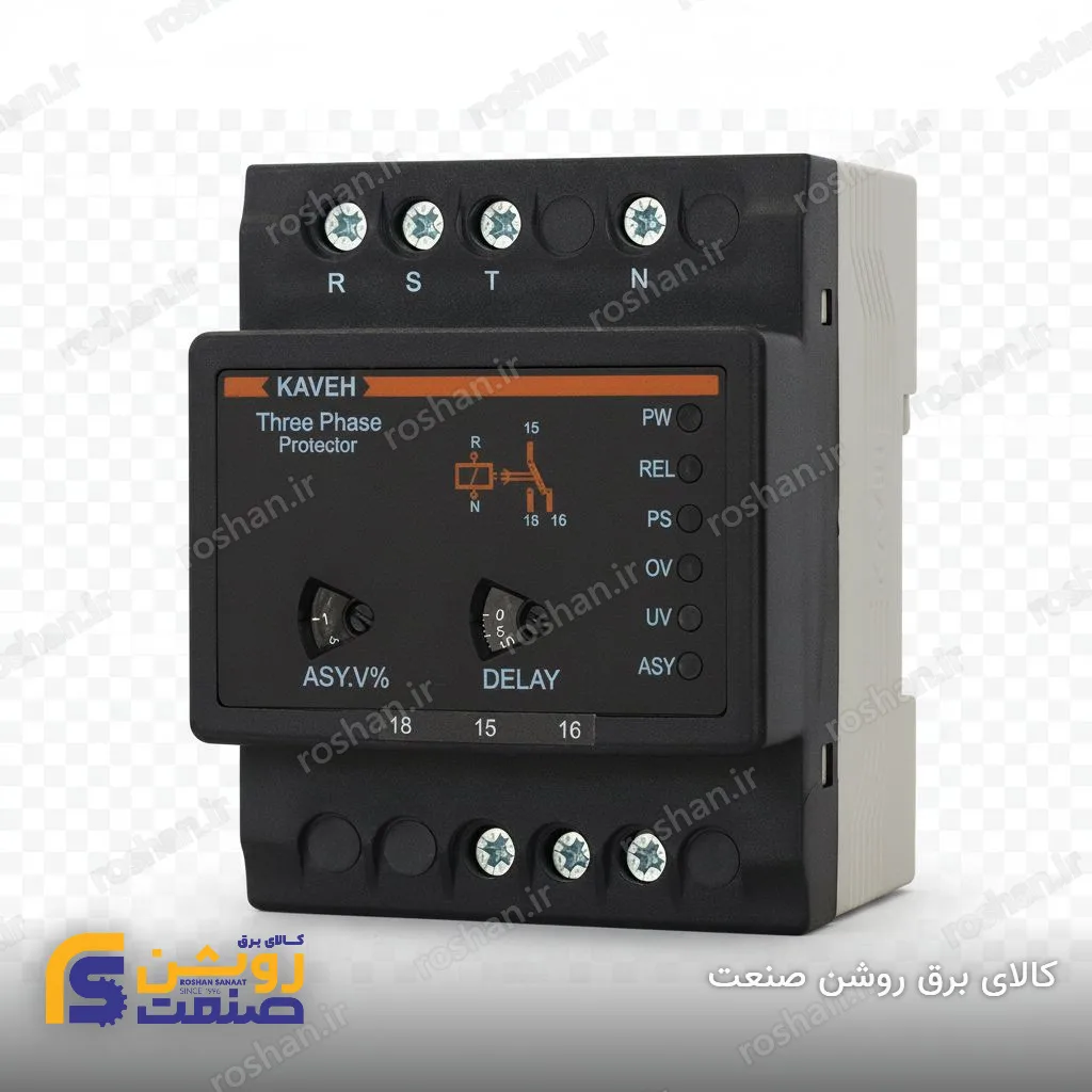 کنترل فاز سه فاز با نول (چهار سیم) مدل KM (طرح مینیاتوری)