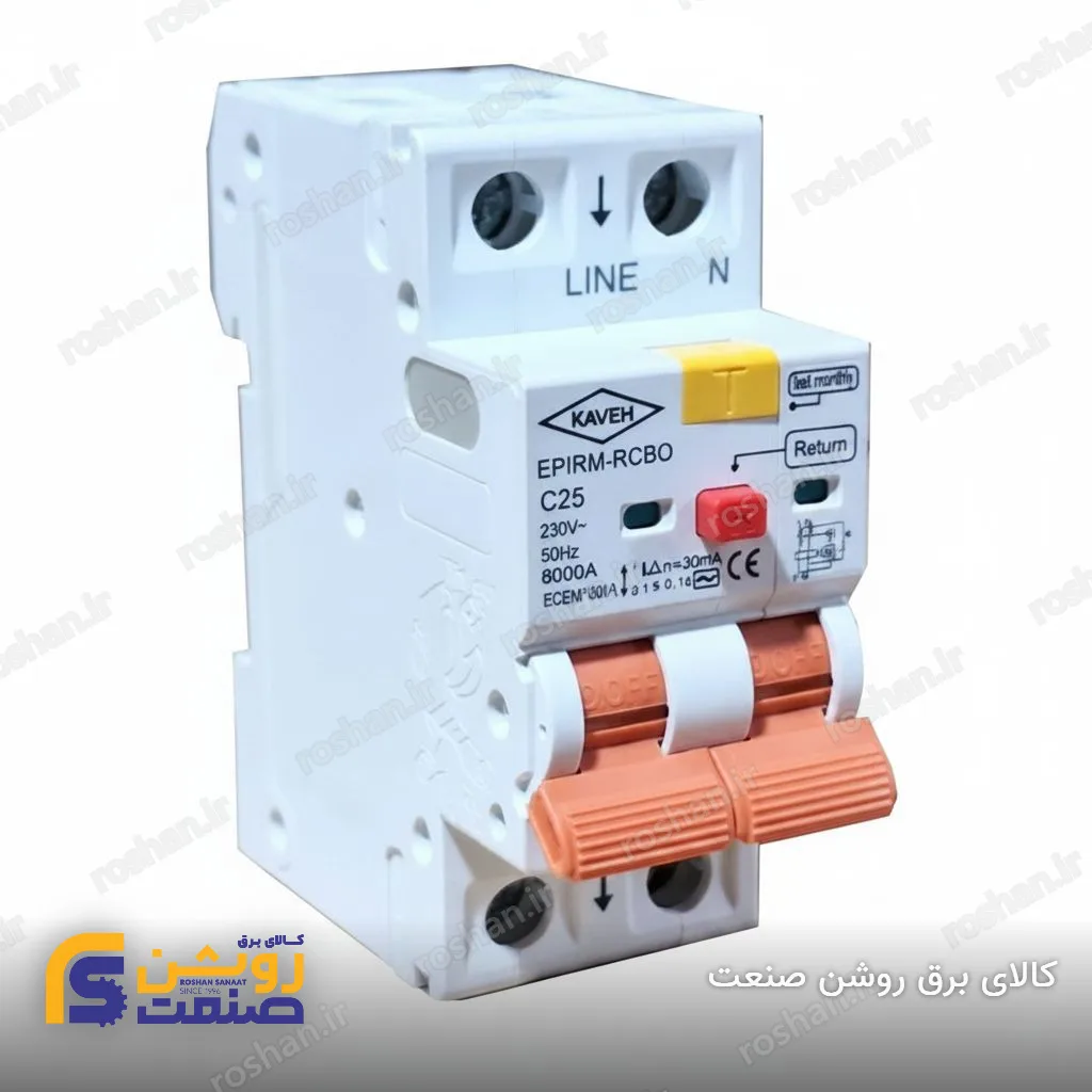 محافظ جان RCBO دو پل 16 تا 32 آمپر تیپ C 30 میلی آمپر