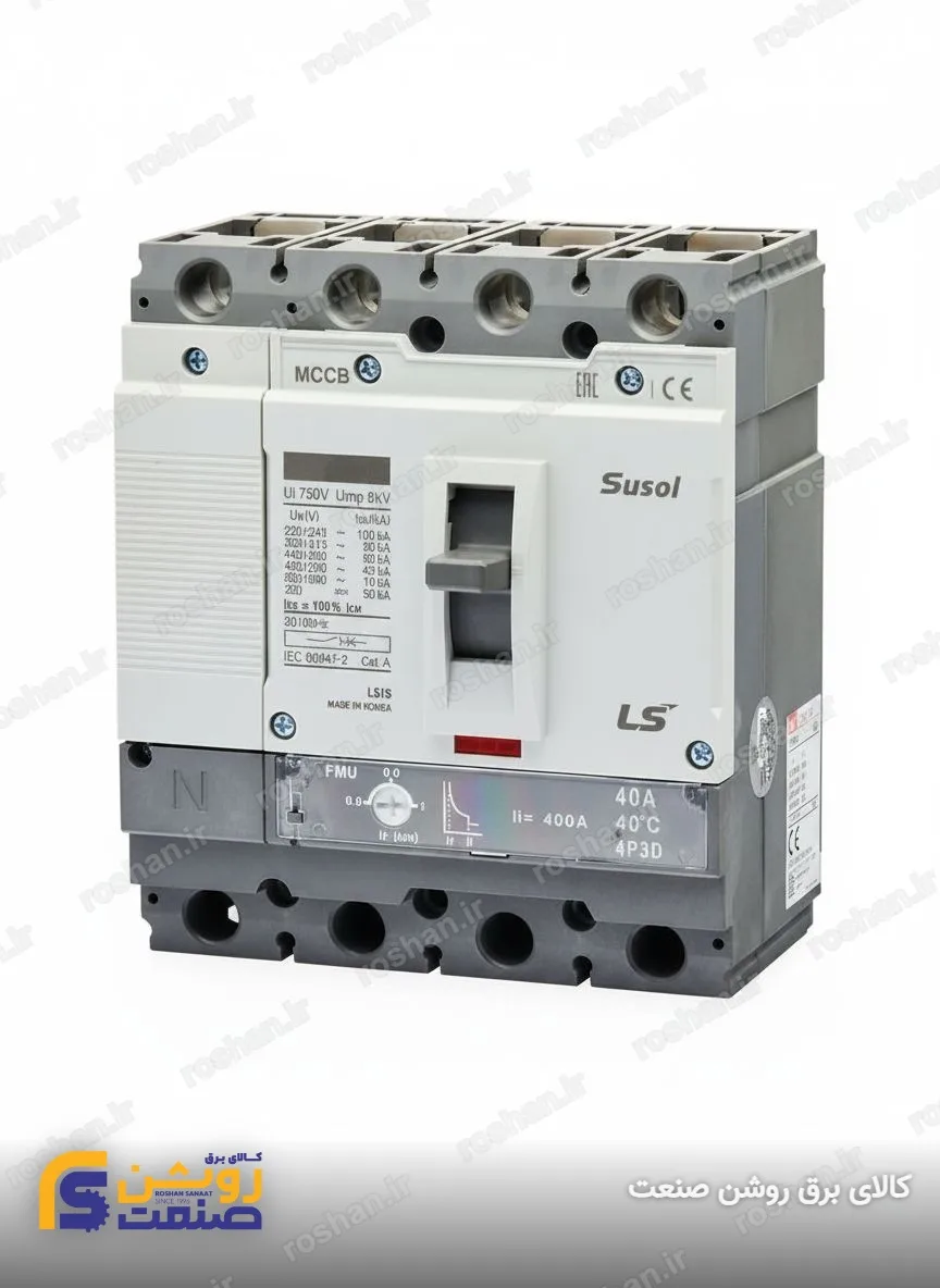 آمپر فریم 100 - 4 پل - VAC 380/415 - 50KA - 25A - تنظیم حرارتی: 0.8 الی 1