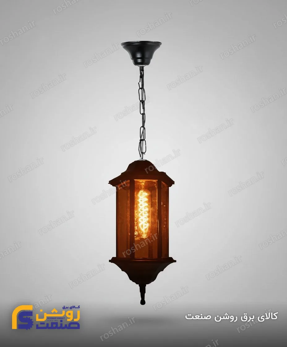 شفق آویز کیان با شیشه برنزی تراشخورده بدون لامپ