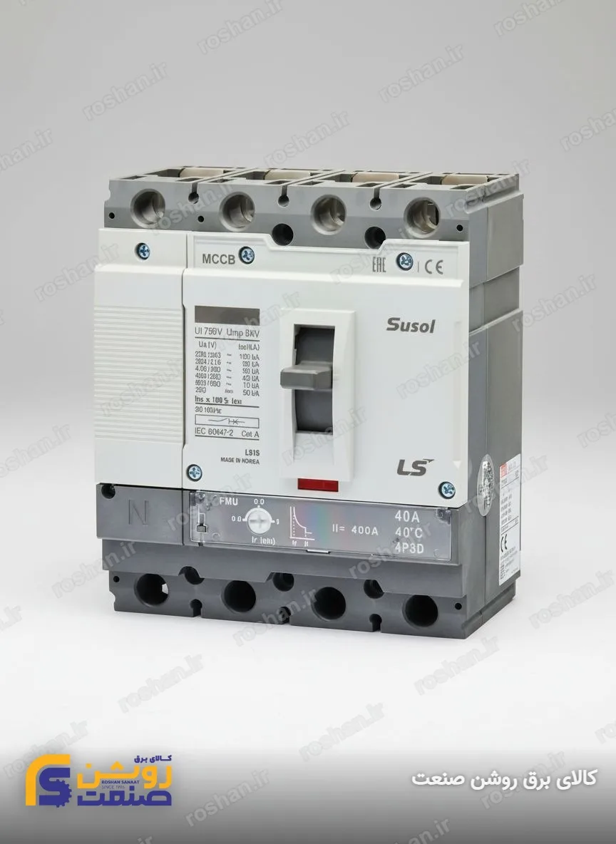 آمپر فریم 100 - 4 پل - VAC 380/415 - 50KA - 40A - تنظیم حرارتی: 0.8 الی 1