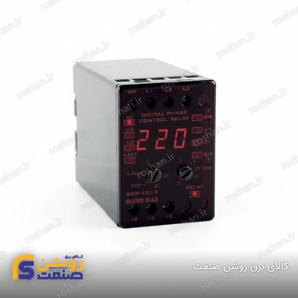 رله کنترل فاز دیجیتال با تنظیمات دستی و نمایش ولتاژ هر سه خط